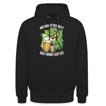 Wie macht der Rex - der trinkt auf ex | Bier Time - Unisex Hoodie - Schwarz - Vorne - Alina (178cm) & Michal (187cm)