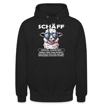 Schäff | Chef | Teamleiter| Abteilungsleiter - Unisex Hoodie - Schwarz - Vorne - Alina (178cm) & Michal (187cm)
