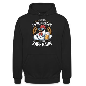 Mein Lieblingstier ist der Zapf Hahn | Bier - Unisex Hoodie - Schwarz - Vorne - Alina (178cm) & Michal (187cm)