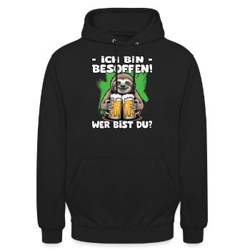 Ich bin besoffen wer bist du Faultier | Bier Sloth - Unisex Hoodie - Schwarz - Vorne - Alina (178cm) & Michal (187cm)
