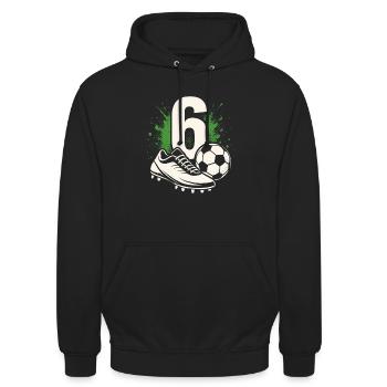 Football numéro 6 - Conception de football pour enfants - Sweat-shirt à capuche unisexe - noir - Devant - Alina (178cm) & Michal (187cm)