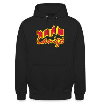 canigo catala - Sweat-shirt à capuche unisexe - noir - Devant - Alina (178cm) & Michal (187cm)