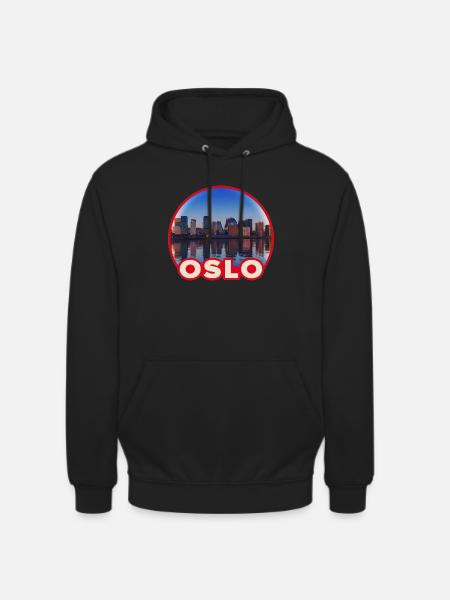 Oslo Skyline Round Logo - Unisex Hoodie - black