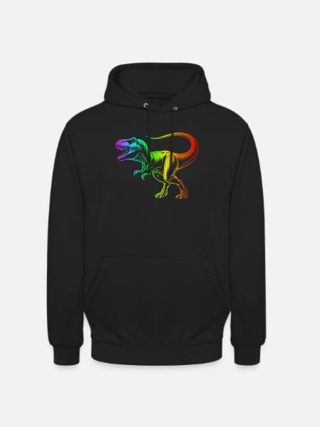 Tyrannosaurus Rex Dinosaur, Rainbow T-Rex - Unisex Hoodie - black
