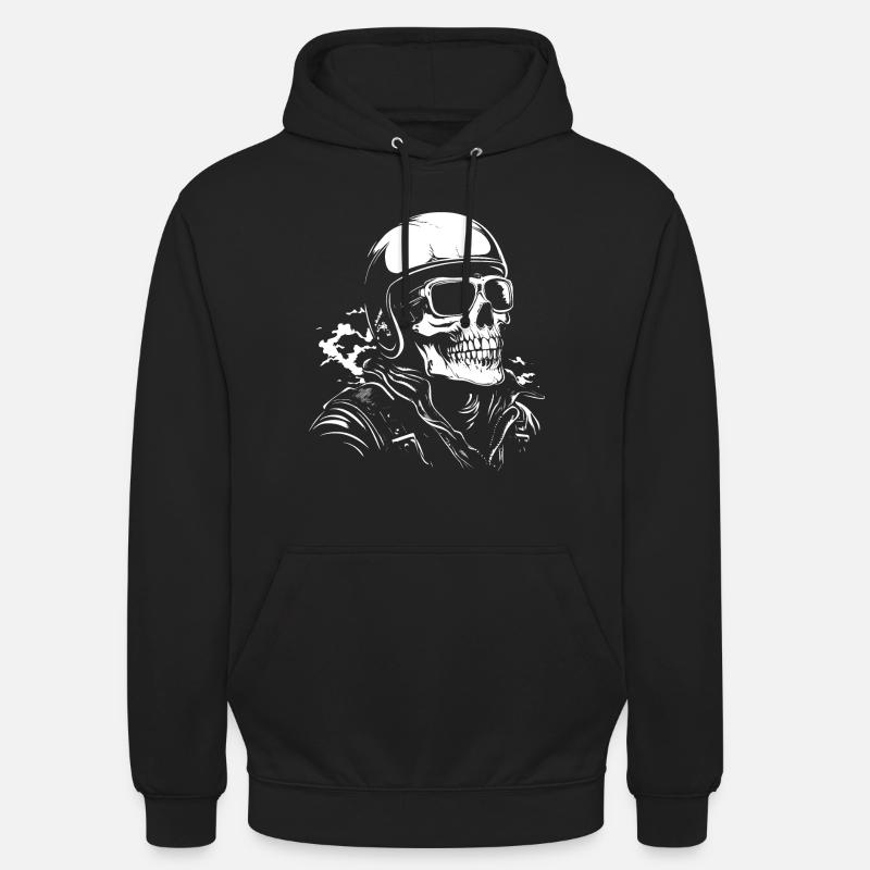 Biker Skull Motorcycle Gift - Unisex Hoodie - black
