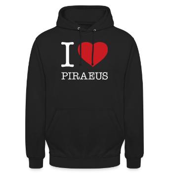 J’AIME LE PIRÉE Grèce - Sweat-shirt à capuche unisexe - noir - Devant - Alina (178cm) & Michal (187cm)