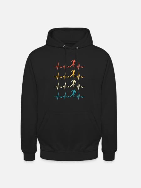 Rugby, Herzschlag, Retro-Rugby - Unisex Hoodie - Schwarz