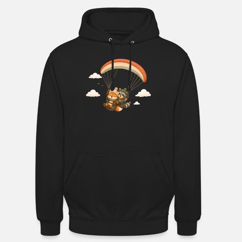 Tandem Flight Fox Raton Laveur Cartoon - Sweat-shirt à capuche unisexe - noir