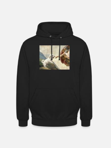 Dog God Hand Maltese Dogs meme - Unisex Hoodie - black