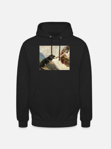 Dog God's Hand Shepherd Dog Meme - Unisex Hoodie - black