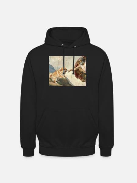 Dog God Hand Pomeranian Dog meme - Unisex Hoodie - black