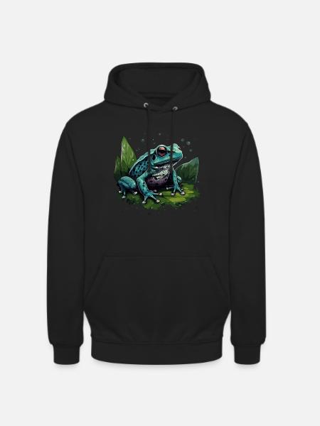 Blue poison dart frog frog tree climber - Unisex Hoodie - black