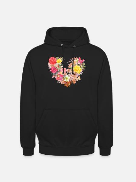 blüte,herz,blumenherz,blumen,rot - Unisex Hoodie - Schwarz