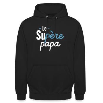 Super Papa - Unisex Hoodie - Schwarz - Vorne - Alina (178cm) & Michal (187cm)