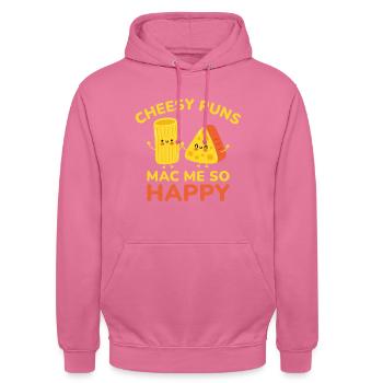 Cheesy Puns Mac Me Si Heureux - Sweat-shirt à capuche unisexe - rose - Devant - Alina (178cm) & Michal (187cm)