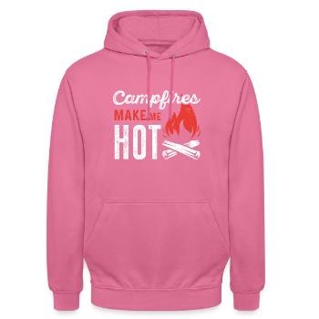 Lagerfeuer machen mich heiß - Unisex Hoodie - Pink - Vorne - Alina (178cm) & Michal (187cm)