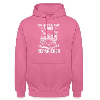 Landmaschinenmechaniker Traktor reparieren - Unisex Hoodie - Pink - Vorne - Alina (178cm) & Michal (187cm)