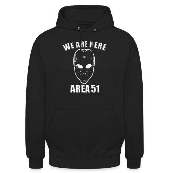 We are here - Area 51 - UFO - Alien - SCIFI - Unisex Hoodie - Schwarz - Vorne - Alina (178cm) & Michal (187cm)