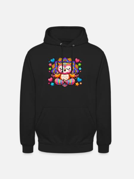 Eule Mandala Yoga - Unisex Hoodie - Schwarz