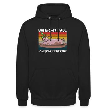 I'm not lazy, I save energy, pot-bellied pig - Unisex Hoodie - black - Front - Alina (178cm) & Michal (187cm)