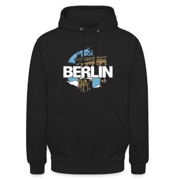 Porte de Brandebourg, Berlin, Allemagne - Sweat-shirt à capuche unisexe - noir - Devant - Alina (178cm) & Michal (187cm)