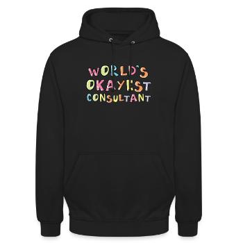 World's Okayest Consultant Gift Idea - Unisex Hoodie - Schwarz - Vorne - Alina (178cm) & Michal (187cm)