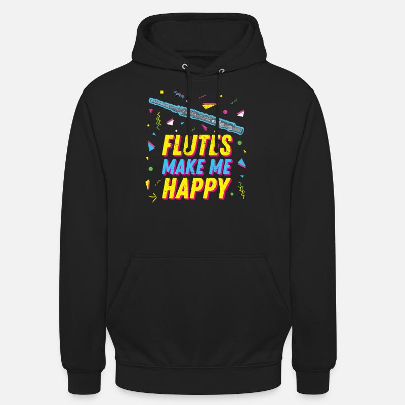 90s Retro Transverse Flute Flutist gør mig glad - Hættetrøje unisex - sort