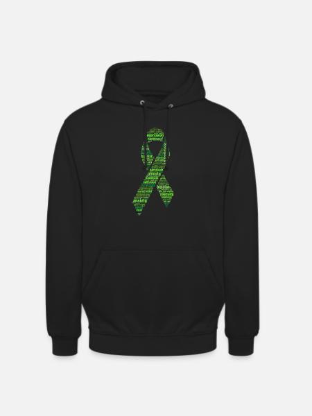 Green Mental Health Awareness Ribbon - Unisex Hoodie - black