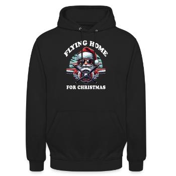 Pilot Santa Flying Home for Christmas Airplane - Unisex Hoodie - black - Front - Alina (178cm) & Michal (187cm)
