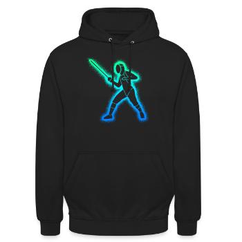 Fechter Fechtkunst Kinder Herren Jungen Fechten - Unisex Hoodie - Schwarz - Vorne - Alina (178cm) & Michal (187cm)