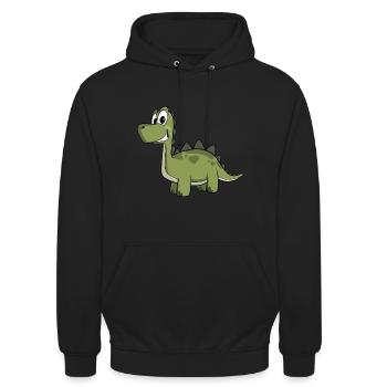 Cute Cartoon Dinosaur - Unisex Hoodie - black - Front - Alina (178cm) & Michal (187cm)