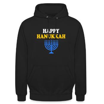 HAPPY HANUKKAH - Unisex Hoodie - Schwarz - Vorne - Alina (178cm) & Michal (187cm)