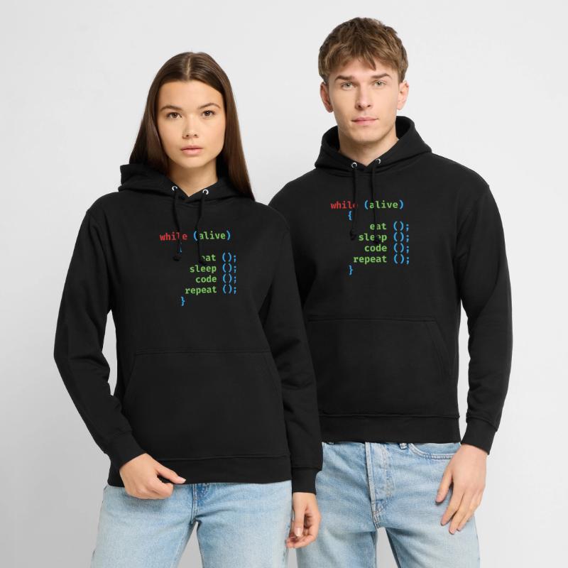WHILE ALIVE EAT SLEEP CODE REPEAT Unisex Hoodie