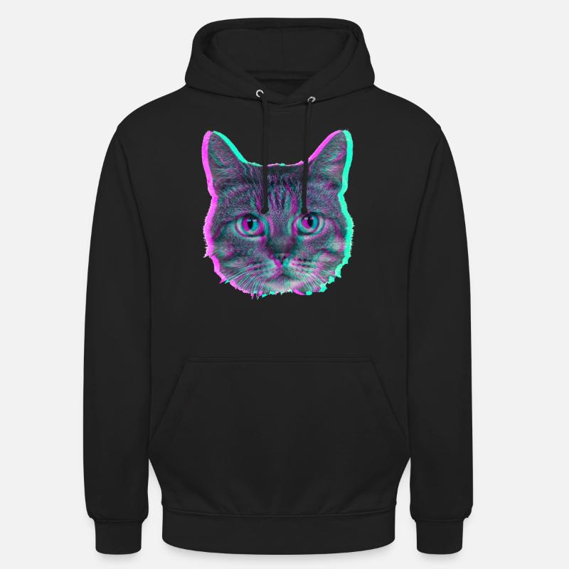 Tête de chat - Rétro - Sweat-shirt à capuche unisexe - noir
