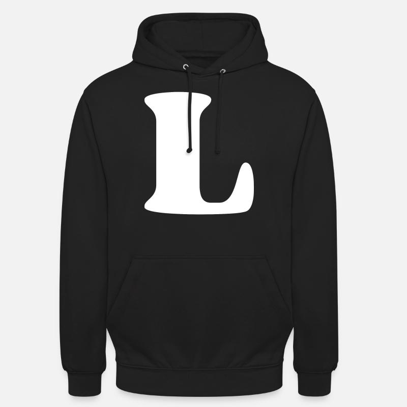 Lettre l - Sweat-shirt à capuche unisexe - noir