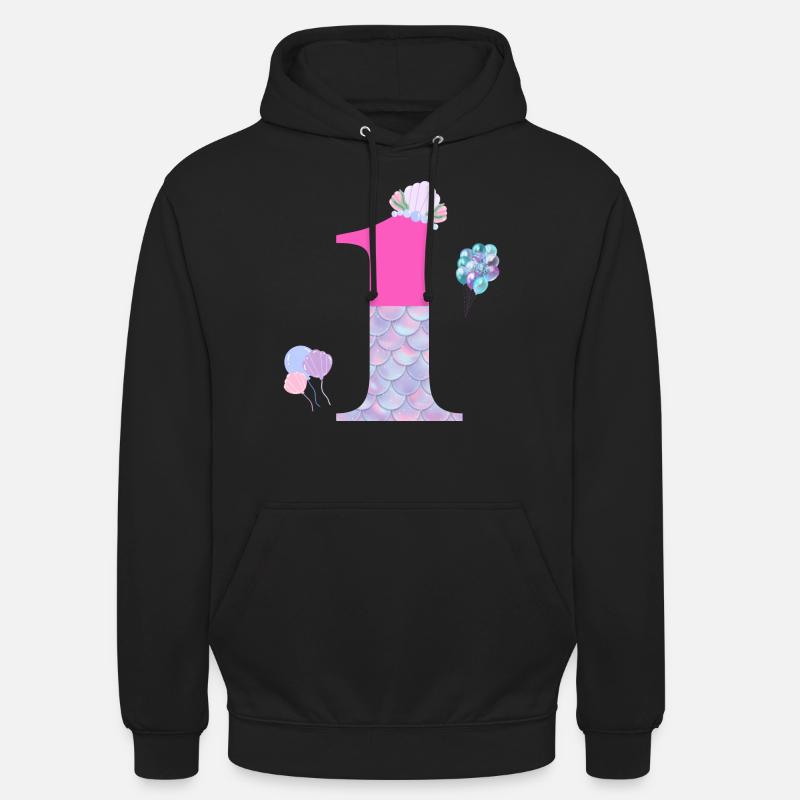 1e anniversaire sirène - Sweat-shirt à capuche unisexe - noir
