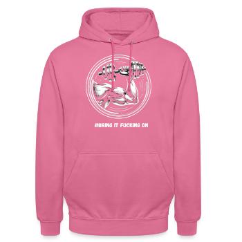 #bring it fucking on - Unisex Hoodie - pink - Front - Alina (178cm) & Michal (187cm)