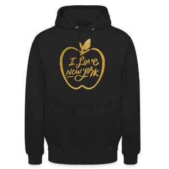 Big Apple Ich liebe New York Souvenirs NYC - Unisex Hoodie - Schwarz - Vorne - Alina (178cm) & Michal (187cm)
