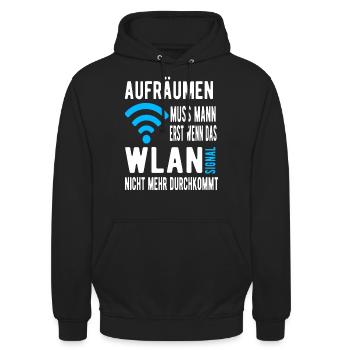 Wlan Signal Aufräumen - Unisex Hoodie - Schwarz - Vorne - Alina (178cm) & Michal (187cm)