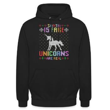 Einhorn Einhörner real lustig bunt ugly christmas - Unisex Hoodie - Schwarz - Vorne - Alina (178cm) & Michal (187cm)