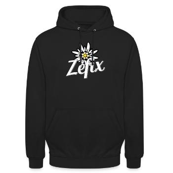Edelweiß Zefix Bayern dialect - Unisex Hoodie - black - Front - Alina (178cm) & Michal (187cm)