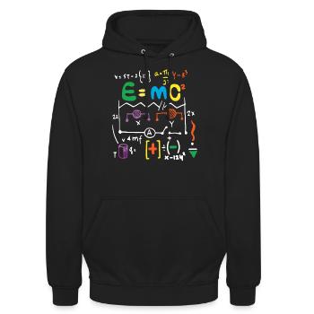 Physik Relativitätstheorie Formel - Unisex Hoodie - Schwarz - Vorne - Alina (178cm) & Michal (187cm)