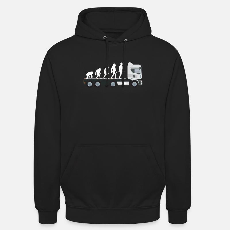 Camion routier trucker Evolution cadeau - Sweat-shirt à capuche unisexe - noir