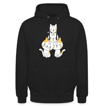 Chats kawaii - Sweat-shirt à capuche unisexe - noir - Devant - Alina (178cm) & Michal (187cm)