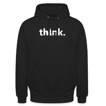 Think Schriftzug mit Schachfigur. Tolles Schach De - Unisex Hoodie - Schwarz - Vorne - Alina (178cm) & Michal (187cm)