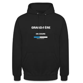 grand père en cours veuillez patienter - Sweat-shirt à capuche unisexe - noir - Devant - Alina (178cm) & Michal (187cm)