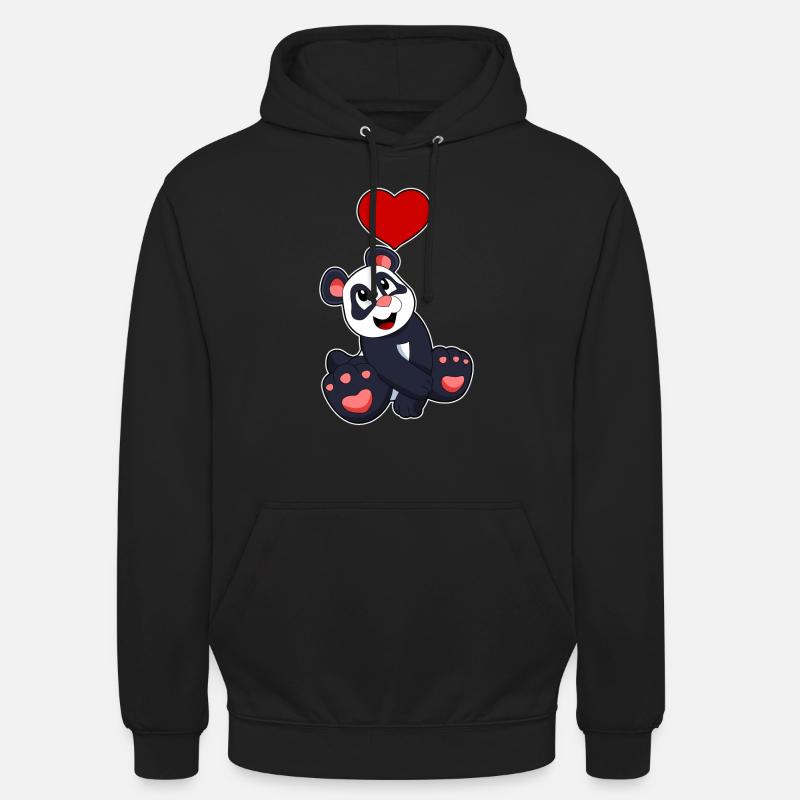 Panda mit Herz - Unisex Hoodie - Schwarz