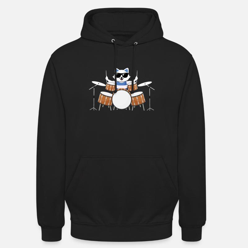 Chat percussion - Sweat-shirt à capuche unisexe - noir