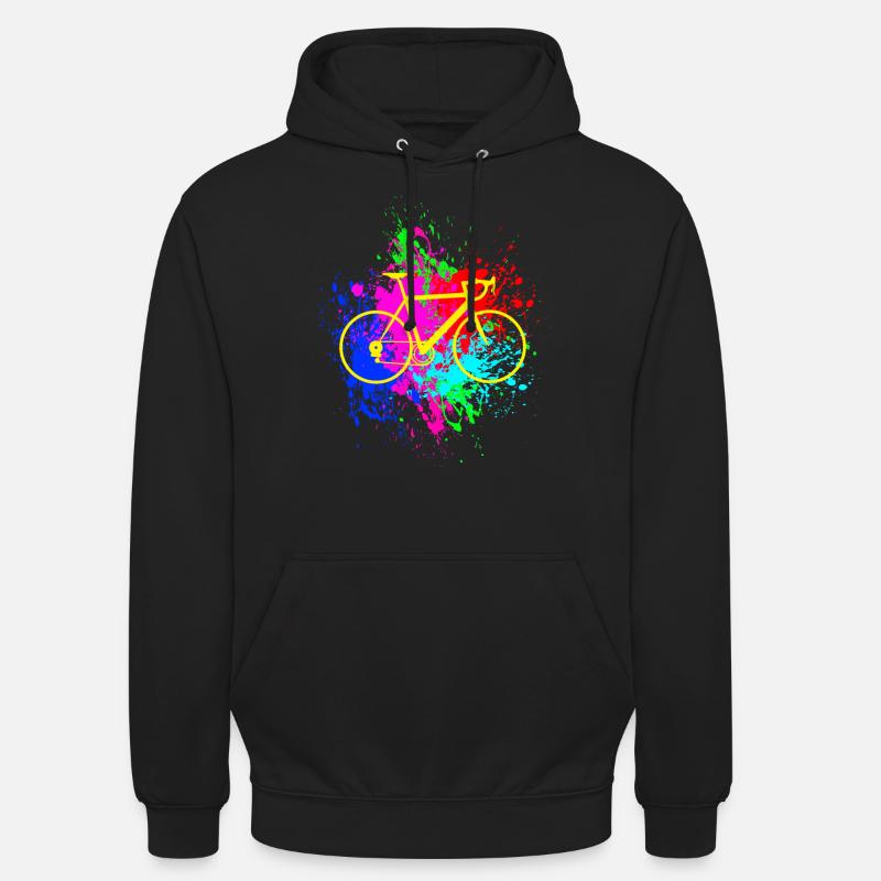 Vélo de route avec des éclaboussures colorées de couleur - Sweat-shirt à capuche unisexe - noir