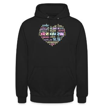 Erzieherin Kindergärtnerin - Unisex Hoodie - Schwarz - Vorne - Alina (178cm) & Michal (187cm)
